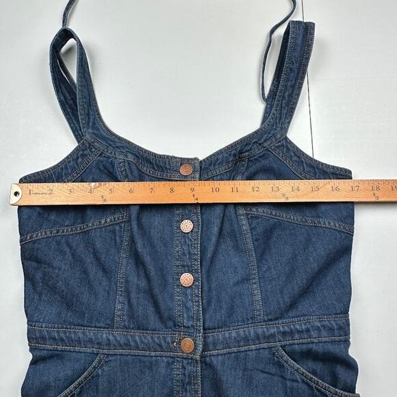 Pilcro Anthropologie Dress Womens Medium Blue Denim Button Midi Sleeveless Boho - Picture 11 of 15